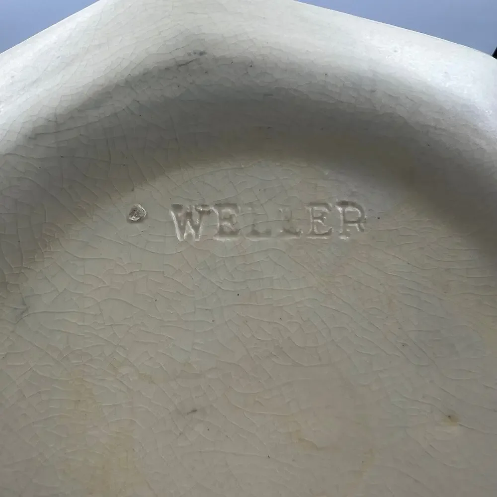 Vintage Weller Art Pottery Florala Shallow Bowl Planter Oval 1920's Cottage Core